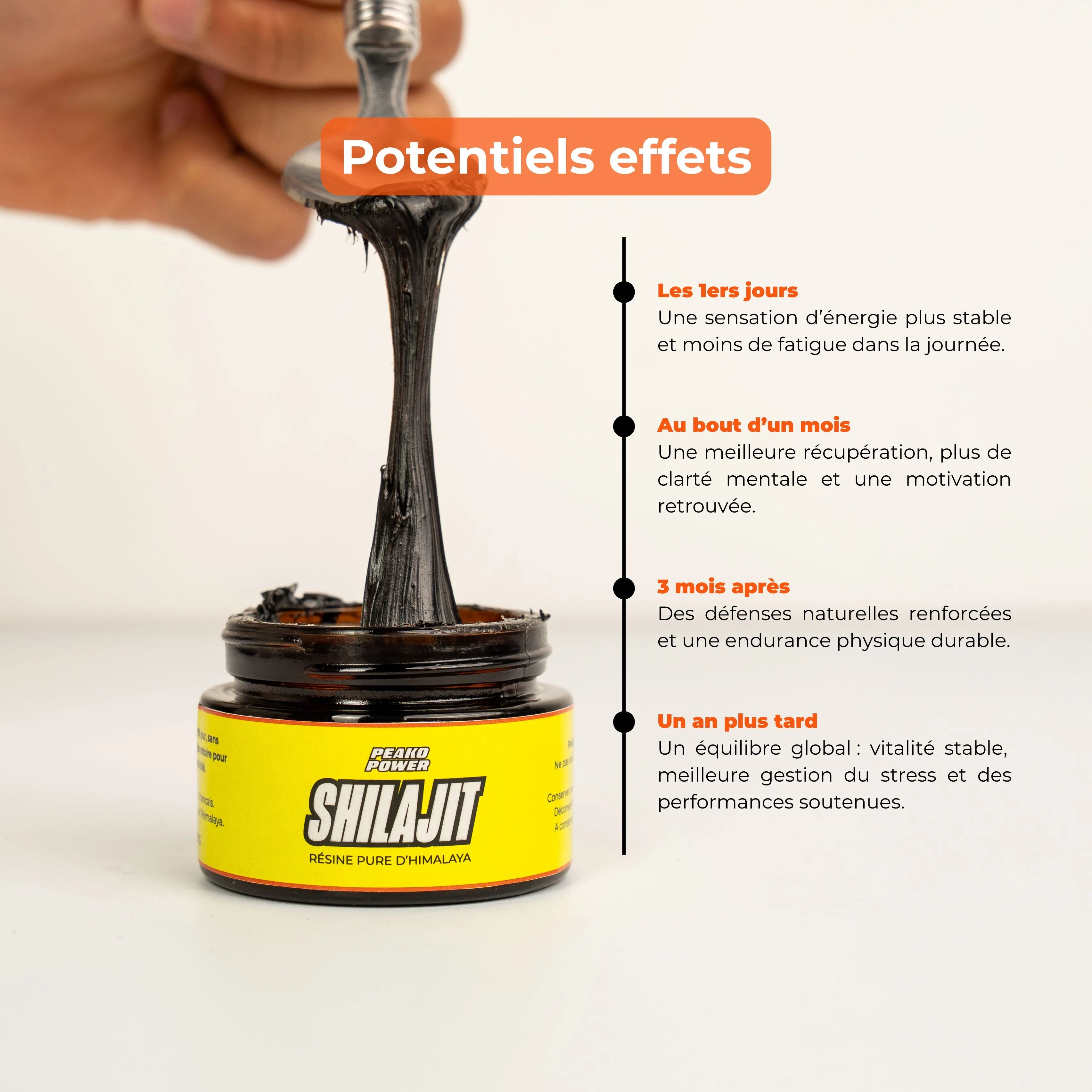 Effets du shilajit en résine Peako Power